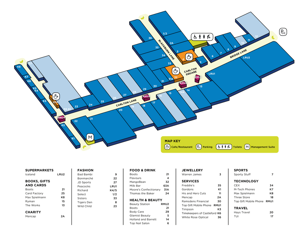 Carlton Lanes Centre Map