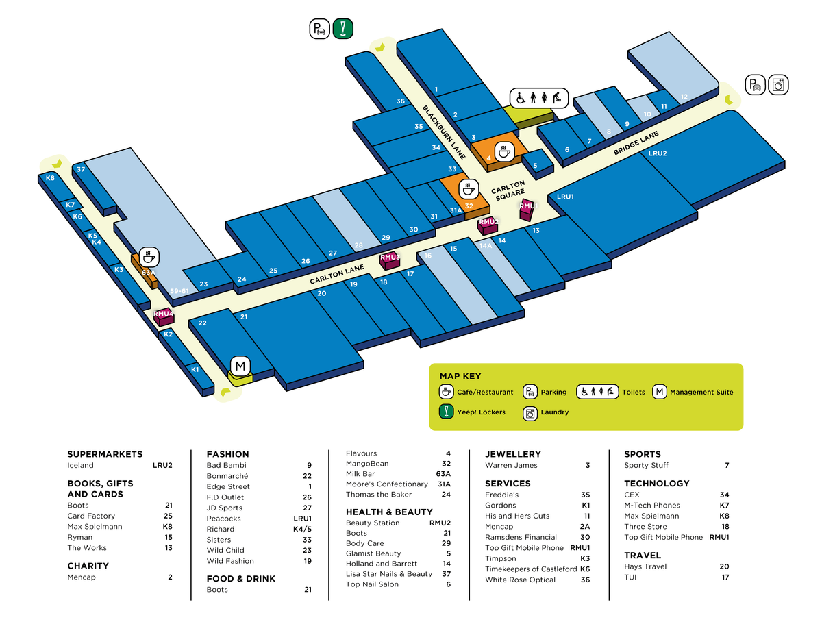 Carlton Lanes Centre Map